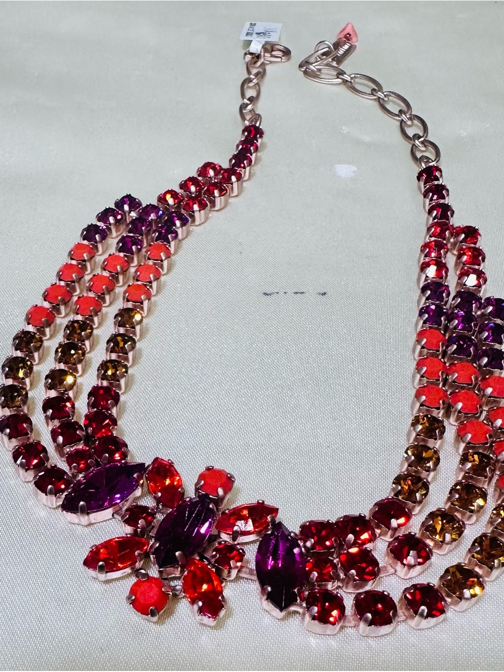 Mariana Rose Gold Multicolor Red Purple Orange Crystal Statement Necklace